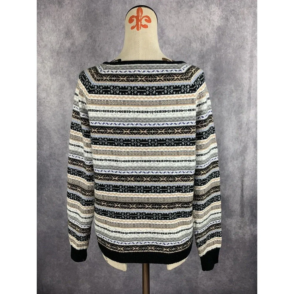 Tommy Hilfiger Men's Medium Gray Sweater Stripe Pullover Crew Knit Casual